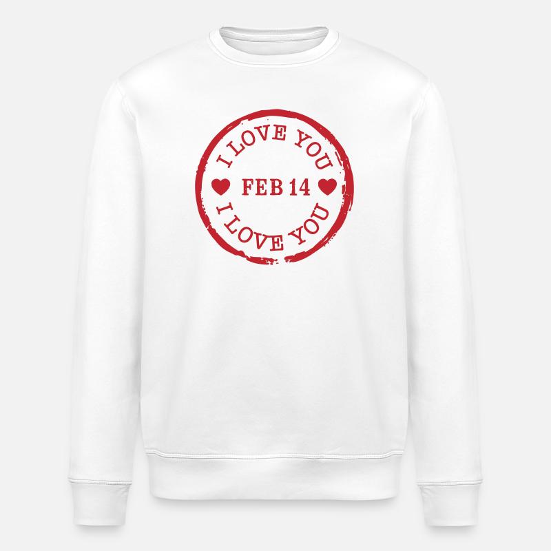 Je t’aime timbre Saint-Valentin - Sweat bio ROLLER Stanley/Stella Unisexe - blanc
