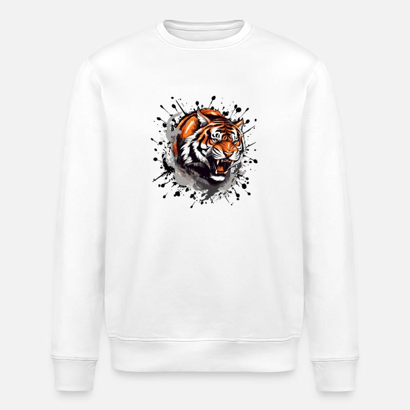 Tiger Kraftvoll - Stanley/Stella Unisex Bio-Sweatshirt ROLLER - Weiß