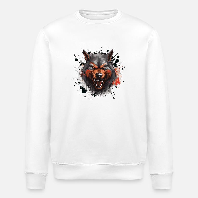 Wolf Tier - Stanley/Stella Unisex Bio-Sweatshirt ROLLER - Weiß
