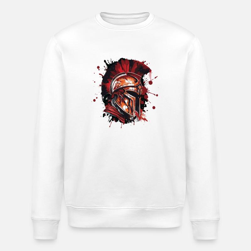 Spartaner Helm Krieger Gladiator - Stanley/Stella Unisex Bio-Sweatshirt ROLLER - Weiß