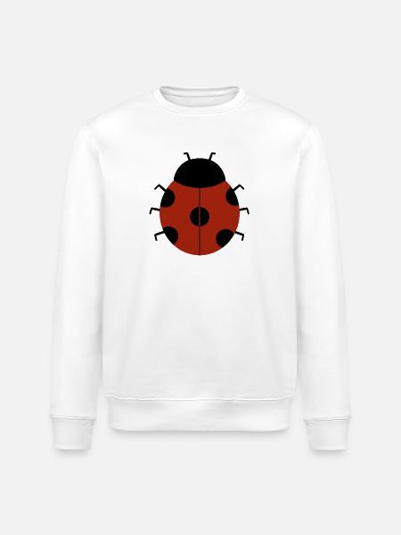 Röd nyckelpiga illustration för miljövänliga kläder - Ekologisk sweatshirt ROLLER unisex från Stanley/Stella - vit
