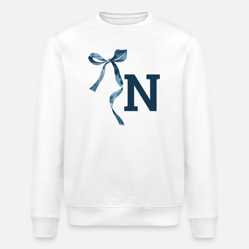 Monogram n gift idea - Stanley/Stella ROLLER Unisex Organic Sweatshirt - white