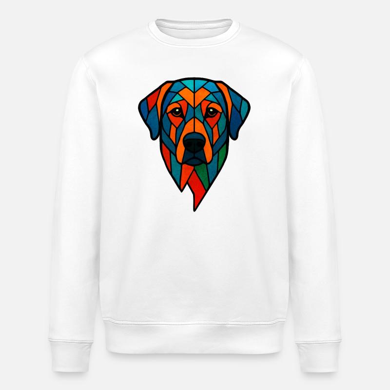 Geometrischer Labrador - Bunte Hundekunst - Stanley/Stella Unisex Bio-Sweatshirt ROLLER - Weiß