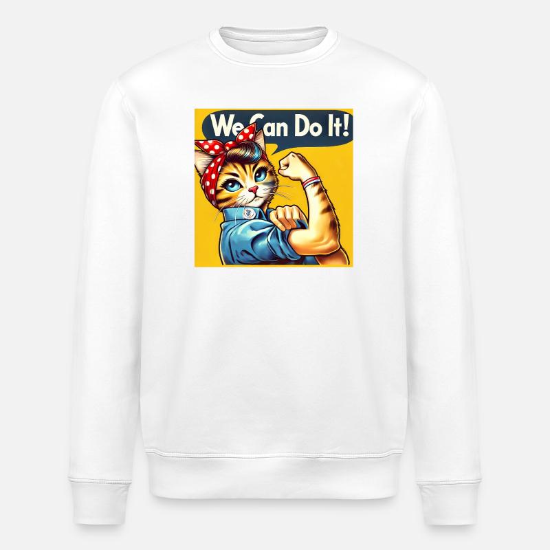 Empowered Kitty Rosie, liebe Katzen - Stanley/Stella Unisex Bio-Sweatshirt ROLLER - Weiß