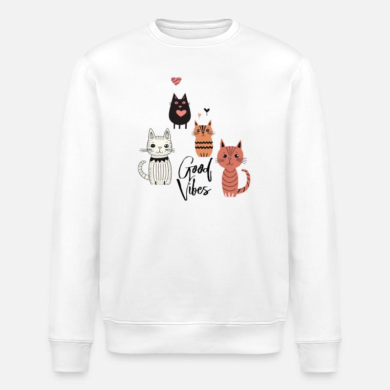 Verspielte Katzen - Stanley/Stella Unisex Bio-Sweatshirt ROLLER - Weiß