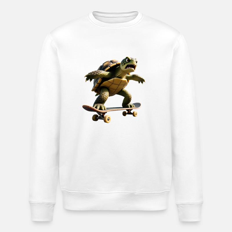 Aggro-Skater-Schildkröte – Hardcore Turtle - Stanley/Stella Unisex Bio-Sweatshirt ROLLER - Weiß