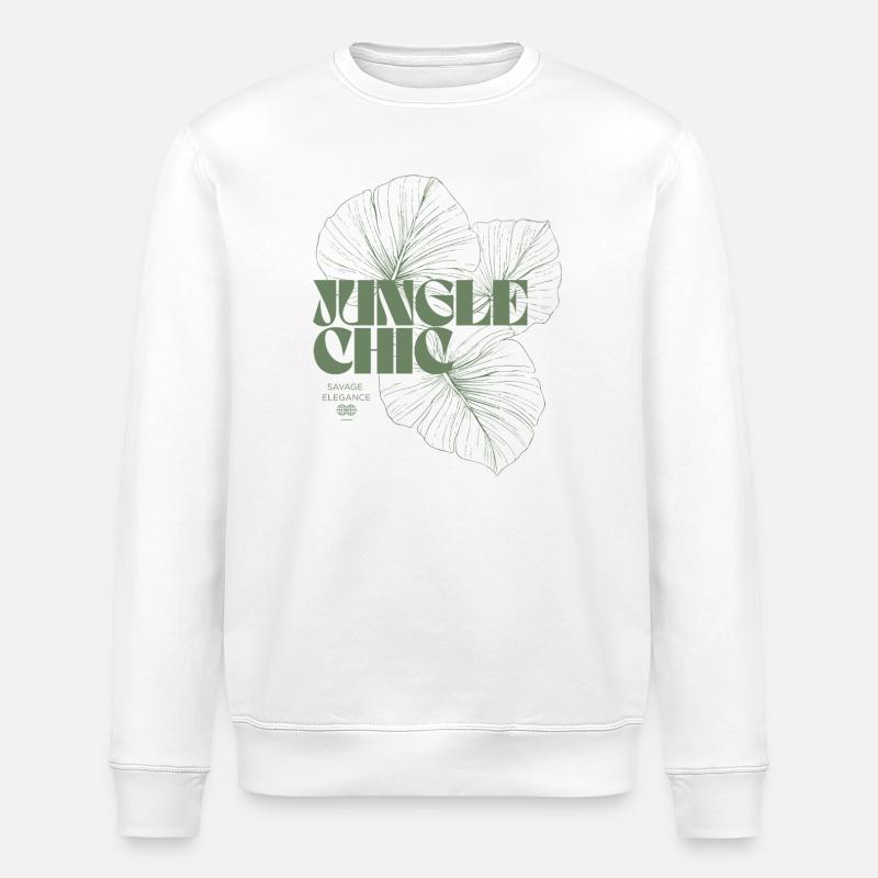 Feuille tropicale Monstera Design - Sweat bio ROLLER Stanley/Stella Unisexe - blanc