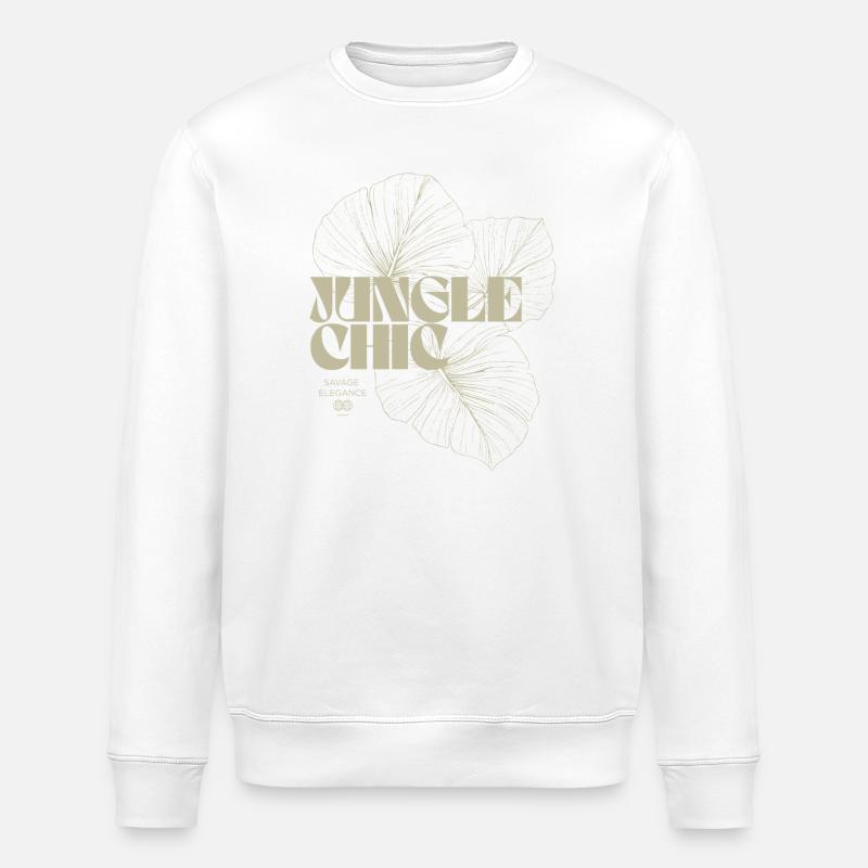 Tropical Monstera Leaf Pattern Design - Stanley/Stella ROLLER Unisex Organic Sweatshirt - white