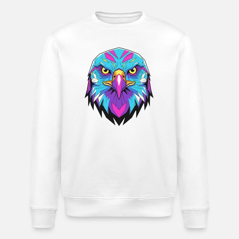 Geometric eagle in neon style - Stanley/Stella ROLLER Unisex Organic Sweatshirt - white