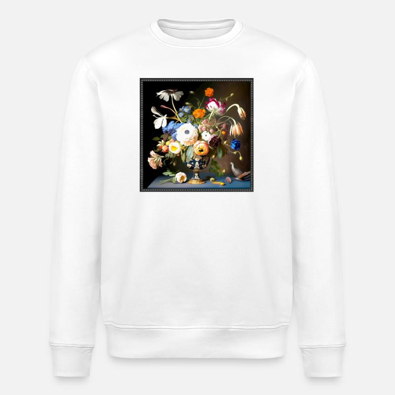 Blumenstrauß Stillleben Barock flämischer Stil - Stanley/Stella Unisex Bio-Sweatshirt ROLLER - Weiß