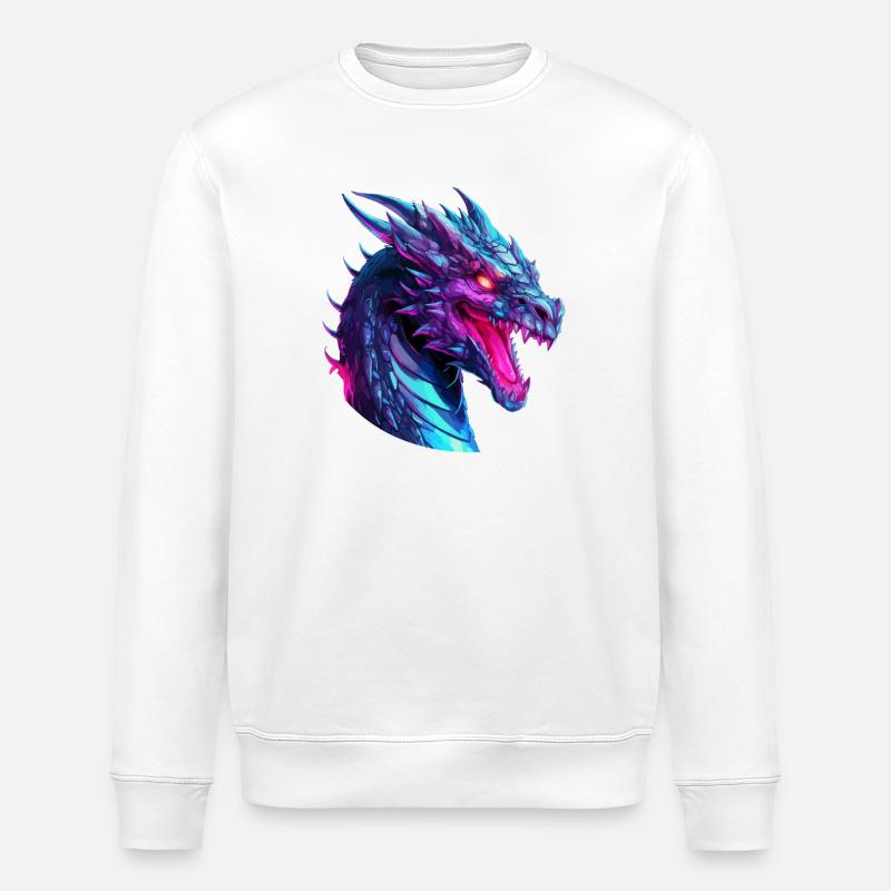 Neon Drachenkopf Kunstwerk - Stanley/Stella Unisex Bio-Sweatshirt ROLLER - Weiß