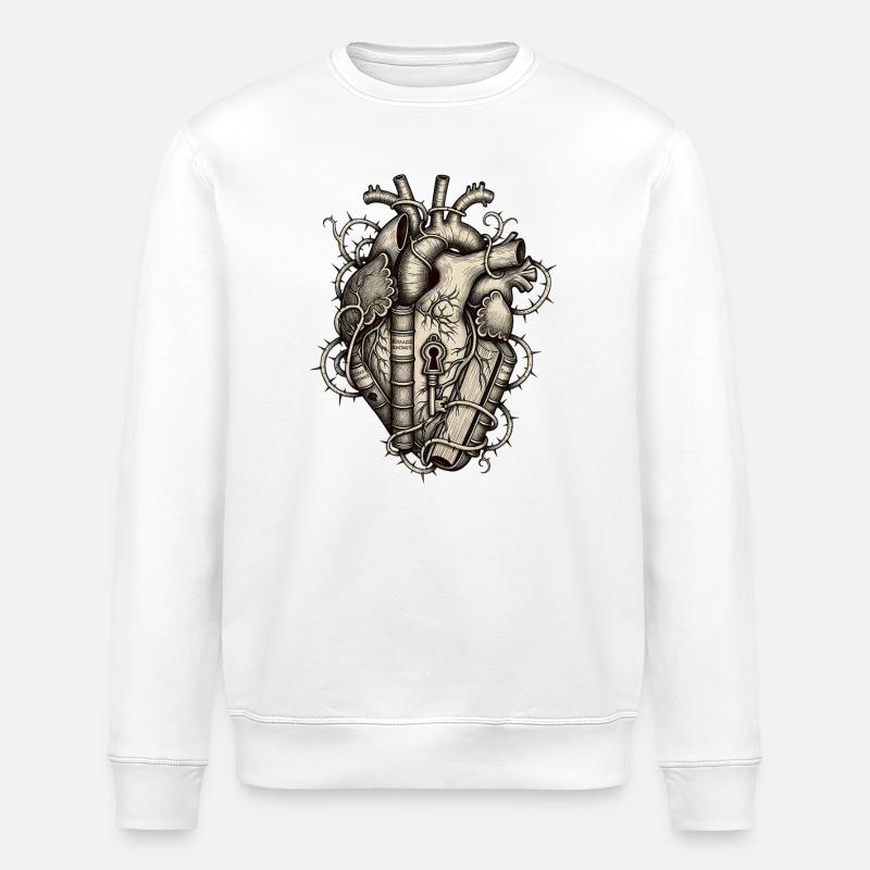 Cœur anatomique du bibliophile - Sweat bio ROLLER Stanley/Stella Unisexe - blanc
