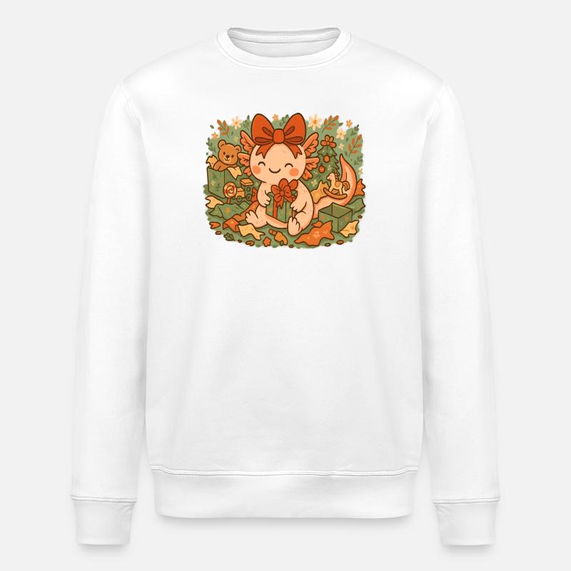Axolotl Noël avec des cadeaux - Sweat bio ROLLER Stanley/Stella Unisexe - blanc