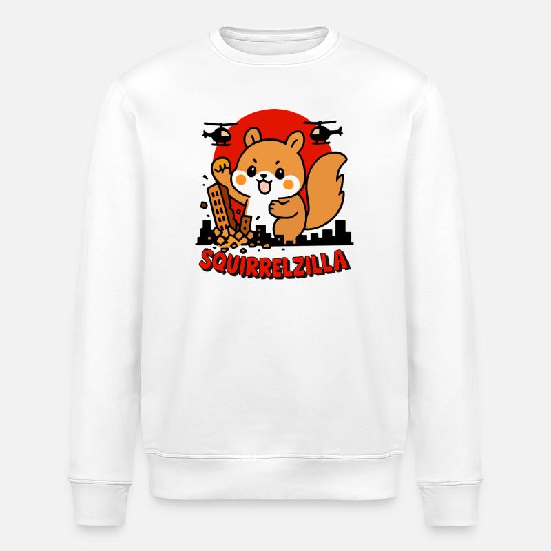 Squirrelzilla Urbanes Abenteuer - Stanley/Stella Unisex Bio-Sweatshirt ROLLER - Weiß