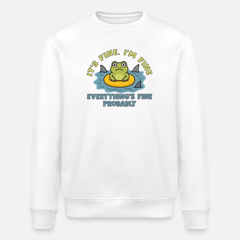 Humorous frog on swollen root - Stanley/Stella ROLLER Unisex Organic Sweatshirt - white