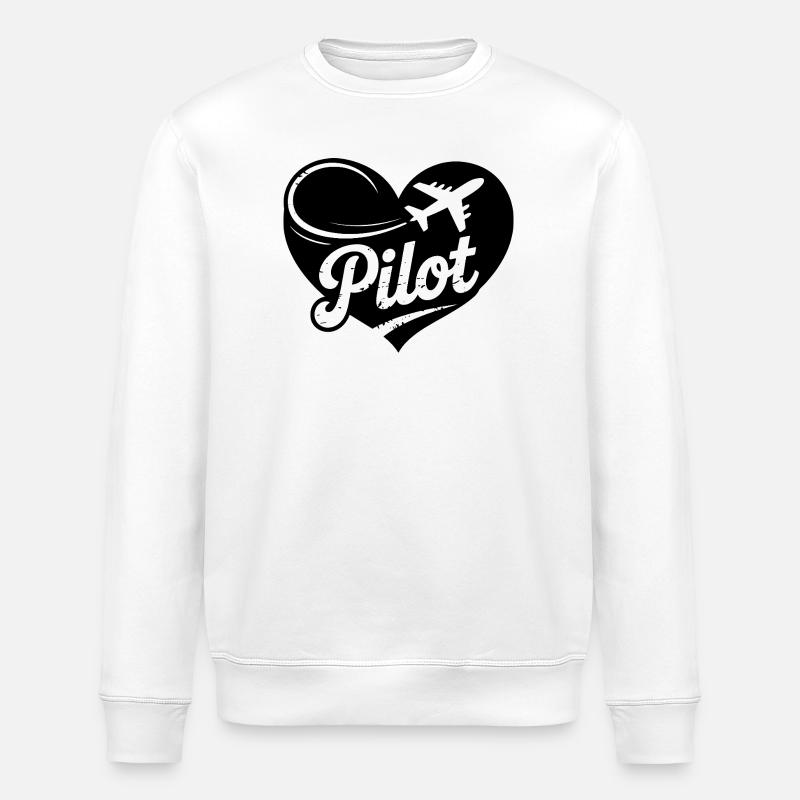 Pilot Herz Design - Stanley/Stella Unisex Bio-Sweatshirt ROLLER - Weiß