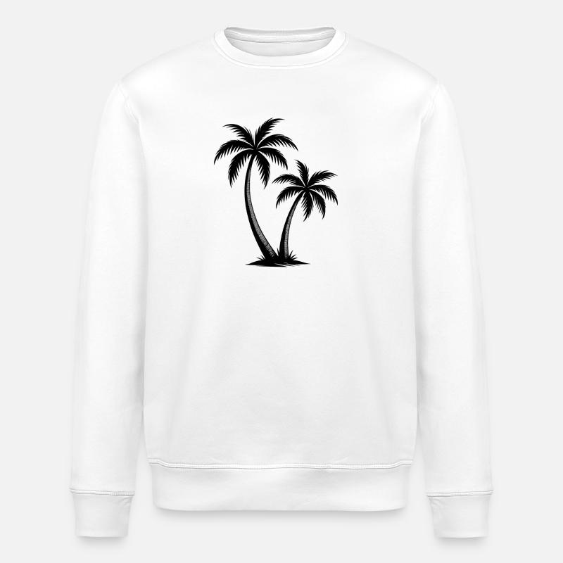 Tropical palm trees silhouette on black - Stanley/Stella ROLLER Unisex Organic Sweatshirt - white
