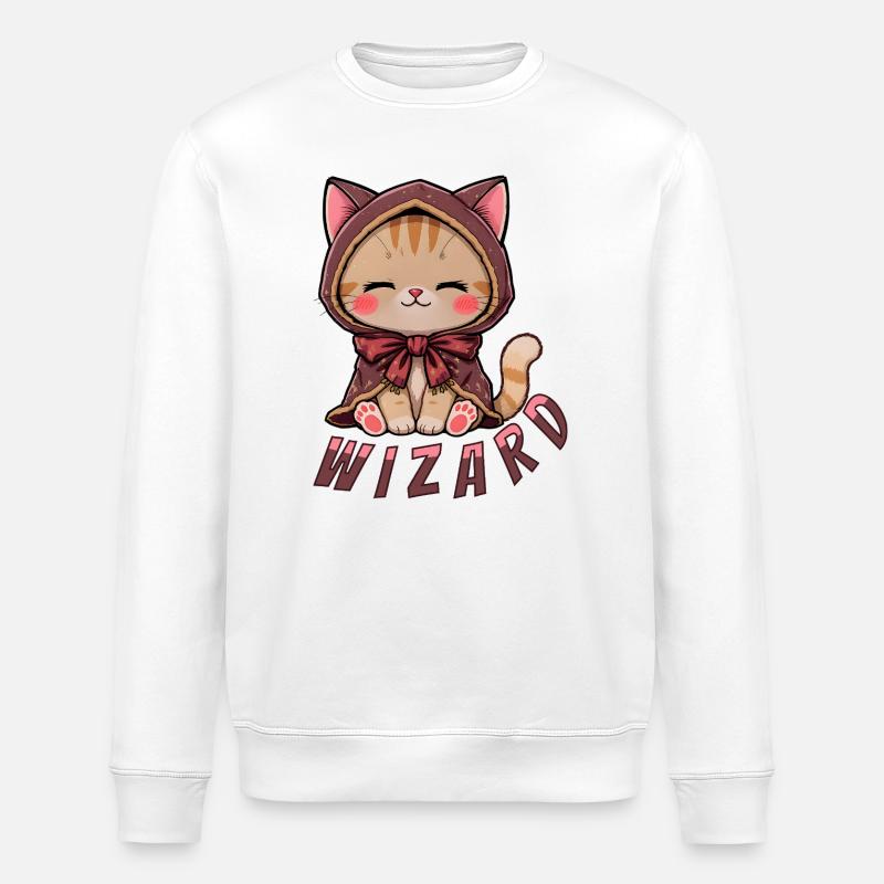 Kitten in magic cape - Stanley/Stella ROLLER Unisex Organic Sweatshirt - white