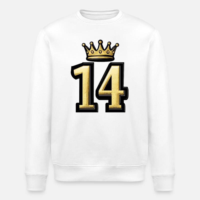 14 Zahl Krone - Stanley/Stella Unisex Bio-Sweatshirt ROLLER - Weiß