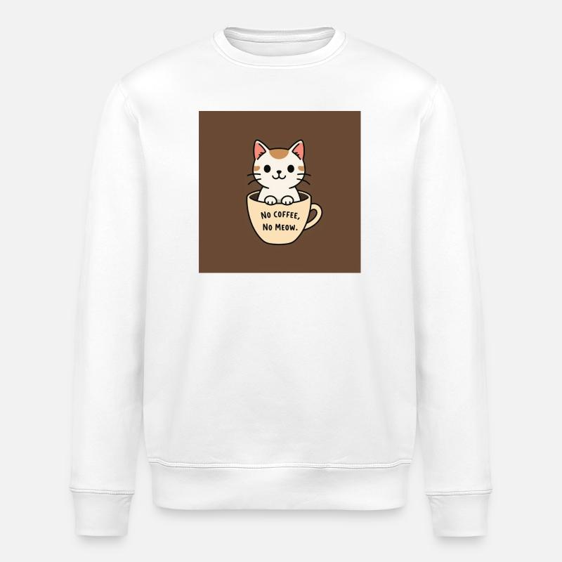 Katzenkaffee Spruch Design - Stanley/Stella Unisex Bio-Sweatshirt ROLLER - Weiß