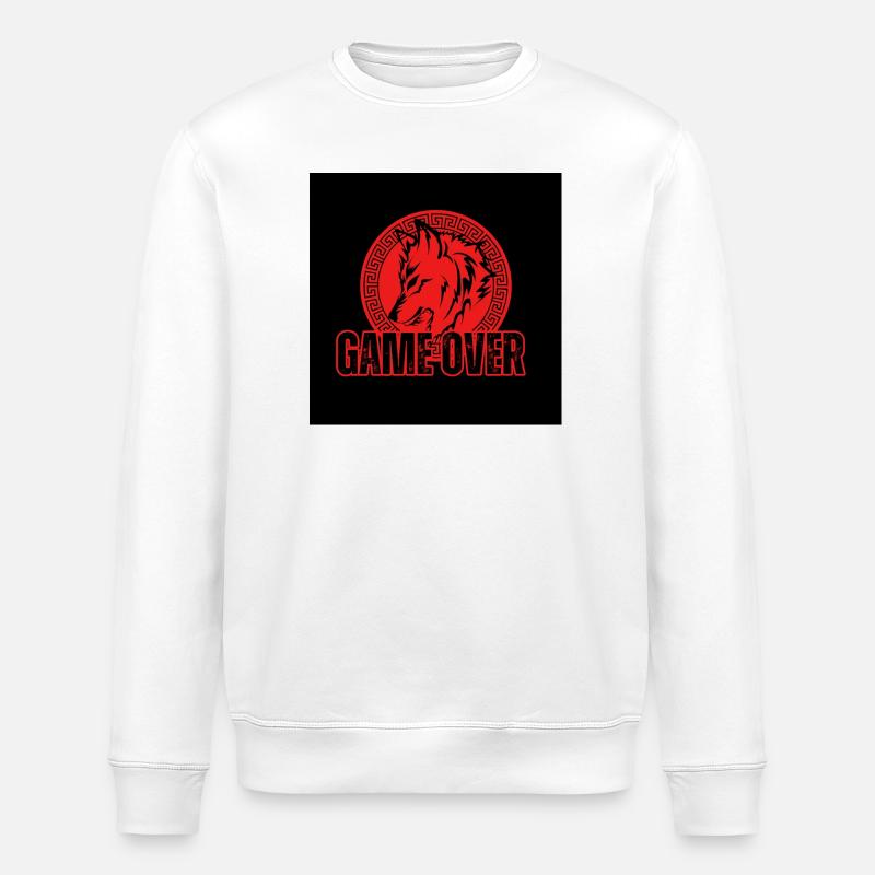 Aggressiver Roter Wolf "Game Over" - Stanley/Stella Unisex Bio-Sweatshirt ROLLER - Weiß