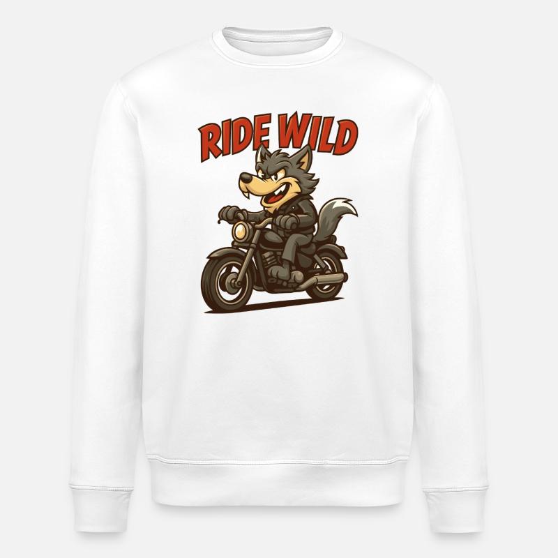 Aventure Loup à moto - Sweat bio ROLLER Stanley/Stella Unisexe - blanc