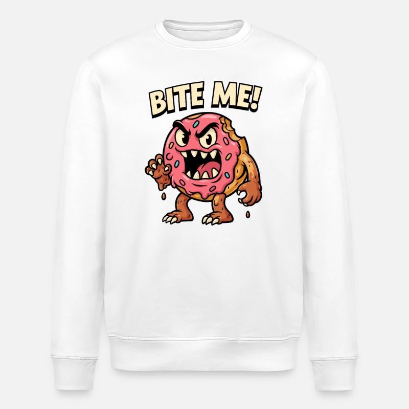 Illustration de monstre de beignet vif - Sweat bio ROLLER Stanley/Stella Unisexe - blanc