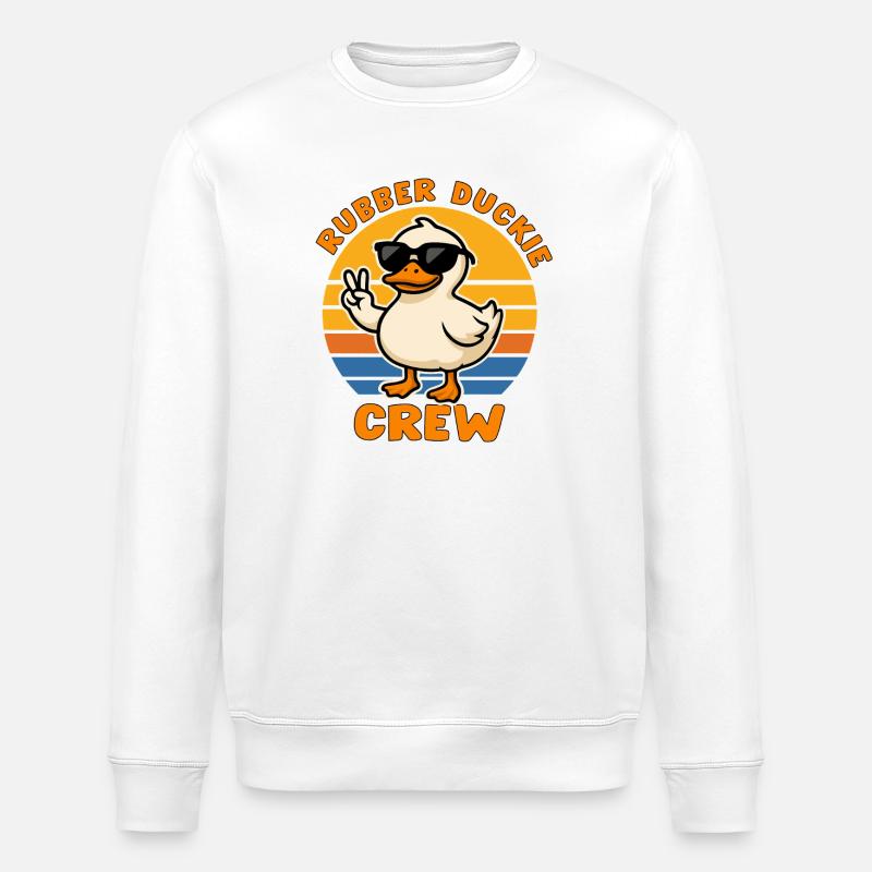 Ente im Cool-Modus mit Farbstreifen - Stanley/Stella Unisex Bio-Sweatshirt ROLLER - Weiß