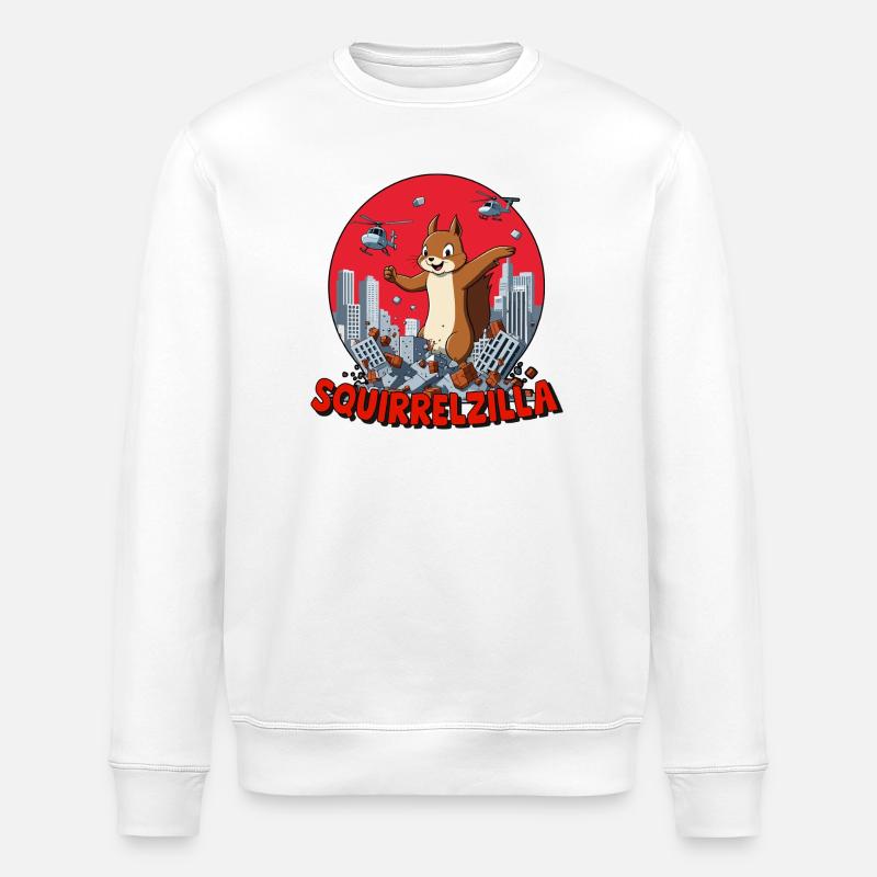 Squirrelzilla: Bustling Urban Destruction - Stanley/Stella ROLLER Unisex Organic Sweatshirt - white
