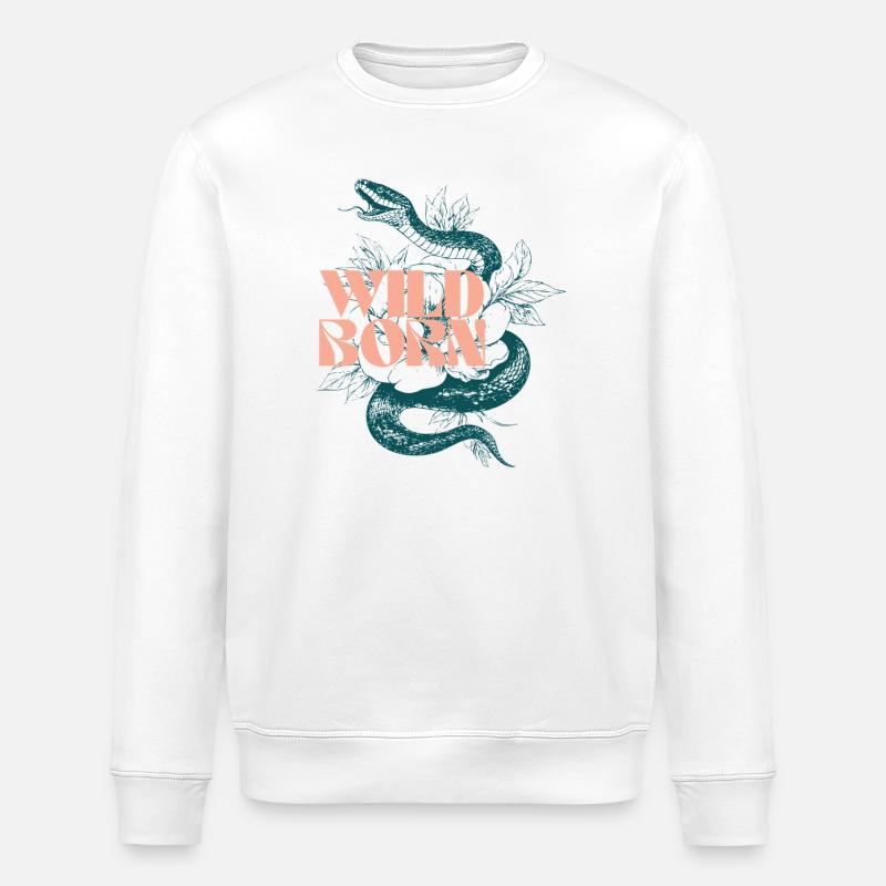 Illustration de serpent né sauvage - Sweat bio ROLLER Stanley/Stella Unisexe - blanc