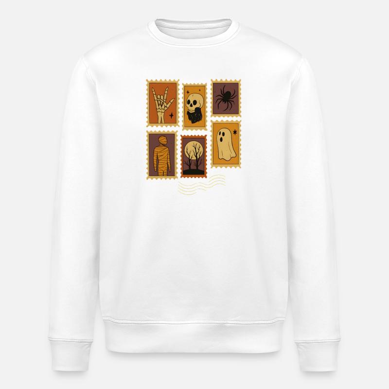 Halloween Spooky Moon and Haunted Trees - Stanley/Stella ROLLER Unisex Organic Sweatshirt - white