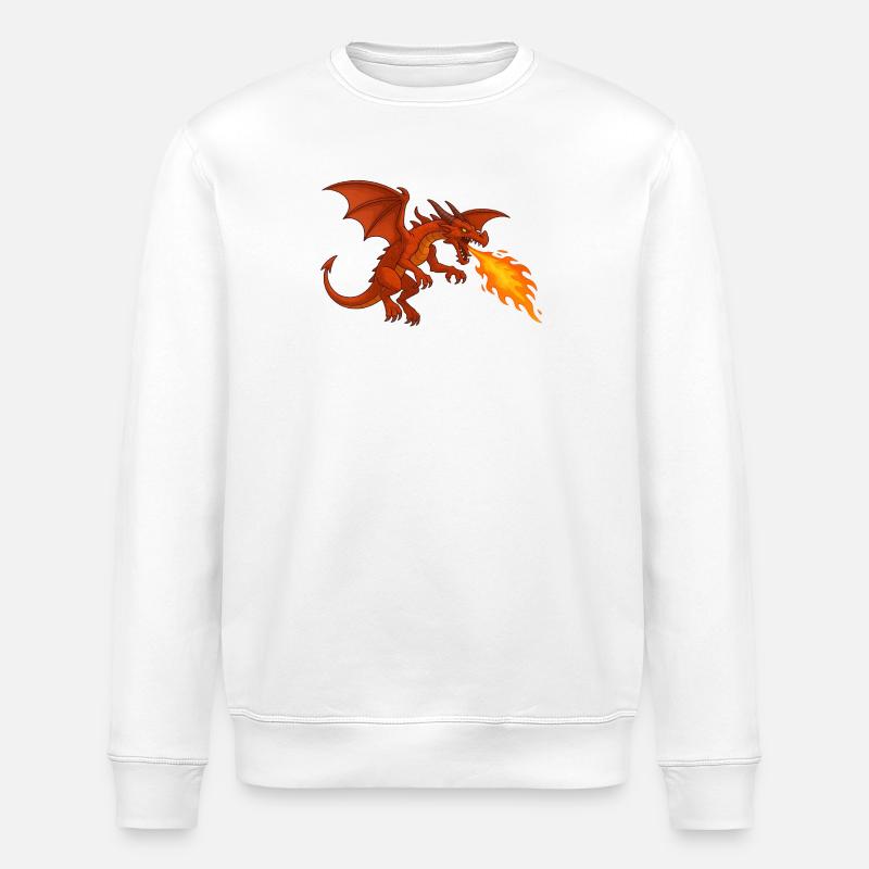 Dragon cracheur de feu - Illustration - Sweat bio ROLLER Stanley/Stella Unisexe - blanc