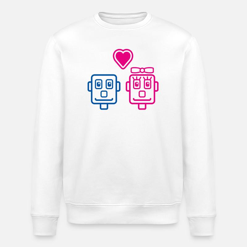 Robot Lovers by Helfspawn - Stanley/Stella ROLLER Unisex Organic Sweatshirt - white