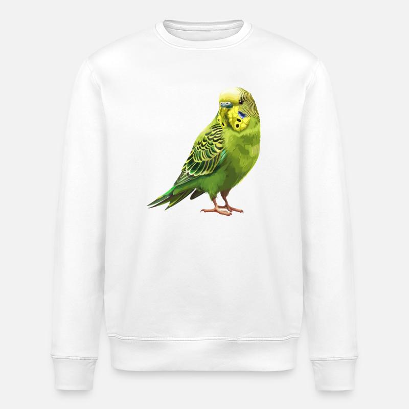 Lebensfreude Wellensittich Design - Stanley/Stella Unisex Bio-Sweatshirt ROLLER - Weiß