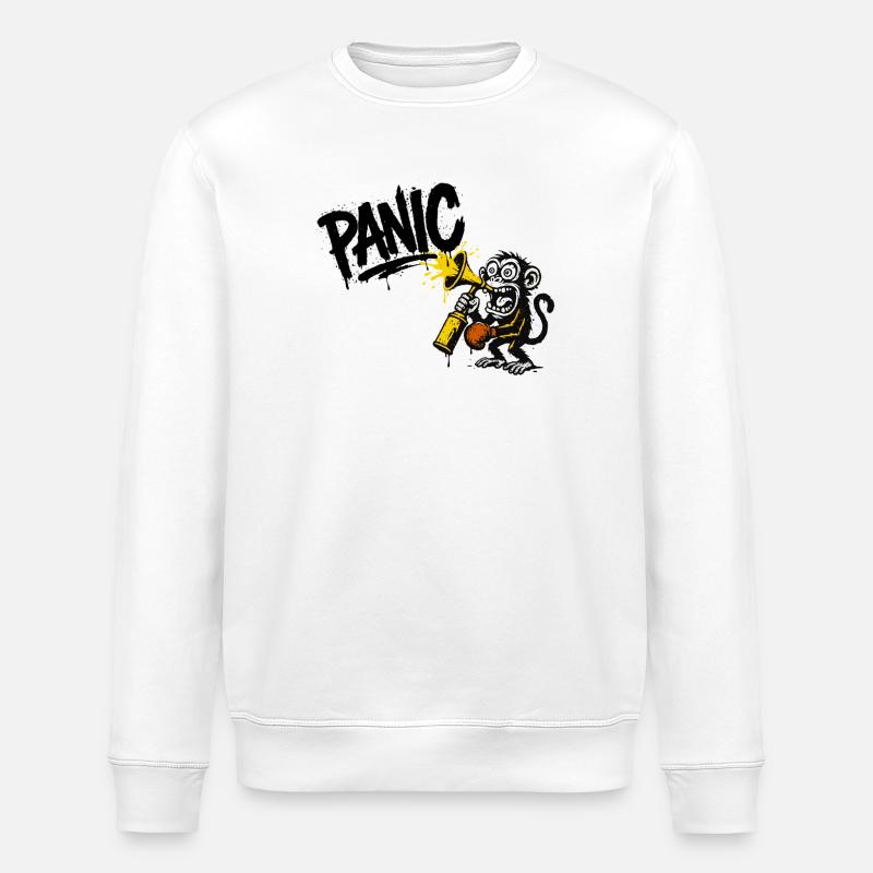Expressive monkey with megaphone - Stanley/Stella ROLLER Unisex Organic Sweatshirt - white