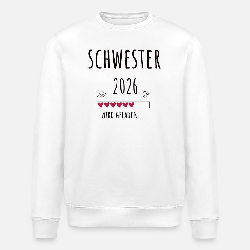 Werdende Schwester 2026 Geschenk Schwangerschaft - Stanley/Stella Unisex Bio-Sweatshirt ROLLER - Weiß