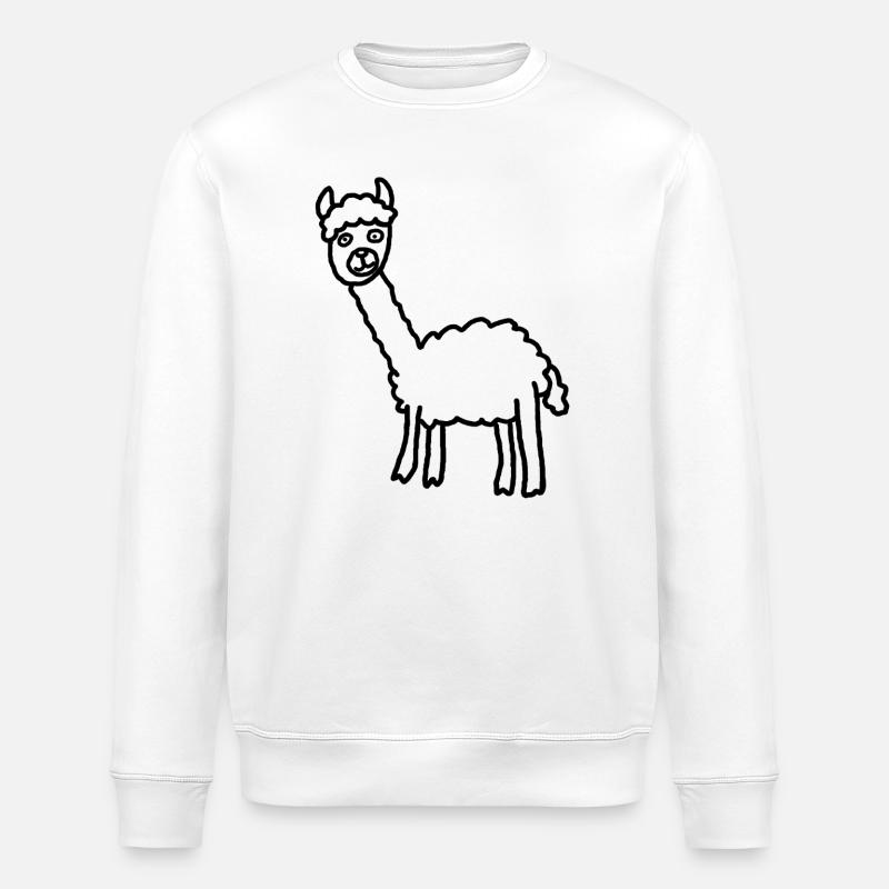 Llama Alpaca Silhouette Minimalstil - Stanley/Stella Unisex Bio-Sweatshirt ROLLER - Weiß