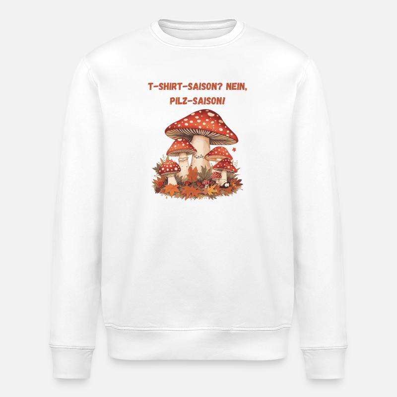 Mushroom Season Autumn Illustration Toadstools - Stanley/Stella ROLLER Unisex Organic Sweatshirt - white