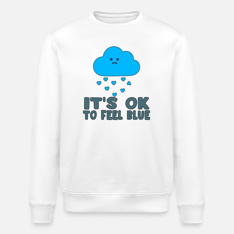 Nuage Mélancolique Cœurs Bleus - Sweat bio ROLLER Stanley/Stella Unisexe - blanc