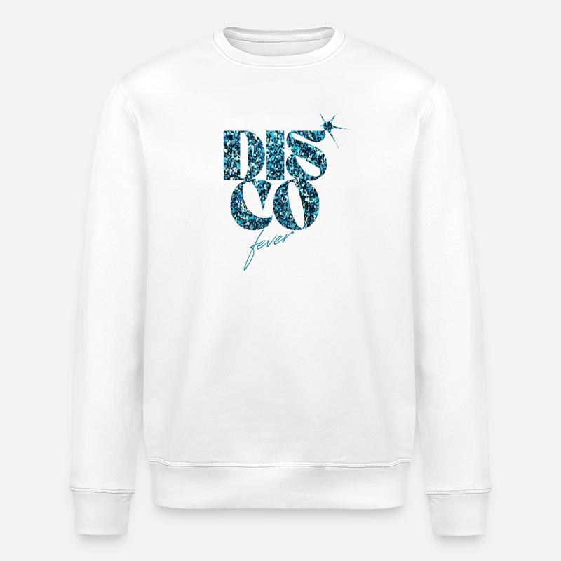 Paillettes Disco Fever Blue Design - Sweat bio ROLLER Stanley/Stella Unisexe - blanc