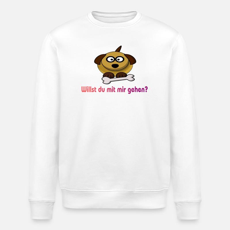 Niedlicher Welpe mit Knochenmotiv - Stanley/Stella Unisex Bio-Sweatshirt ROLLER - Weiß