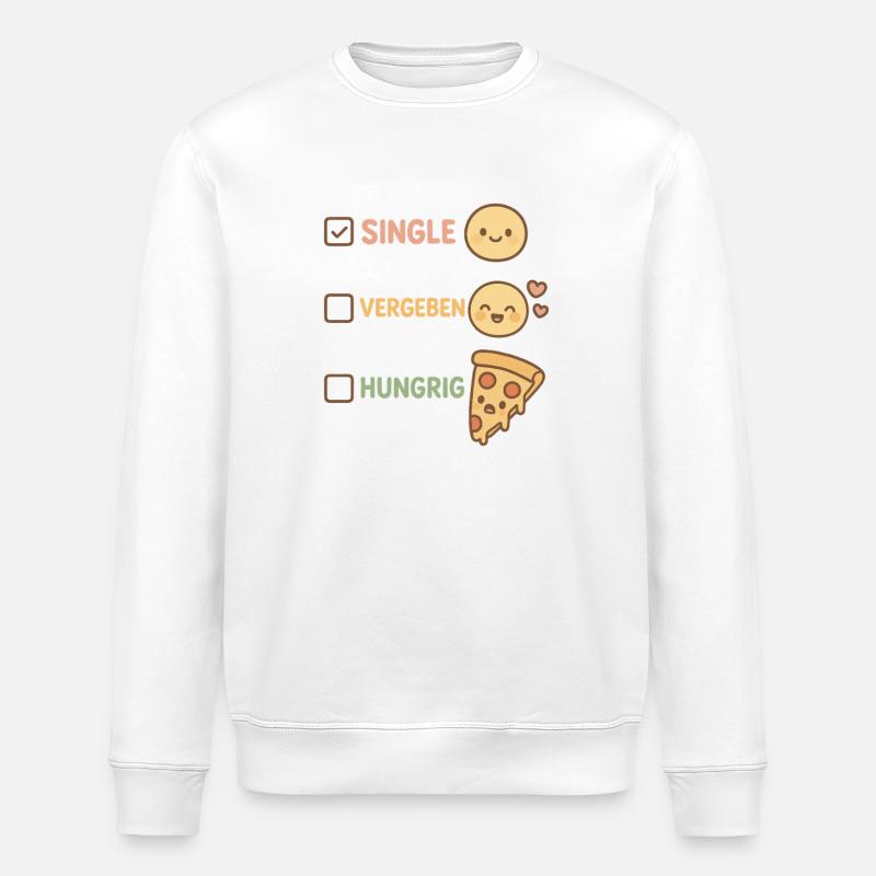 Beziehungsstatus & Pizza Meme - Stanley/Stella Unisex Bio-Sweatshirt ROLLER - Weiß