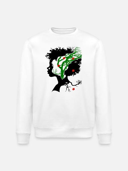 Abstract tree with flowers - Stanley/Stella ROLLER Unisex Organic Sweatshirt - white