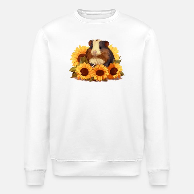 Cochon d’Inde mignon aux tournesols - Sweat bio ROLLER Stanley/Stella Unisexe - blanc