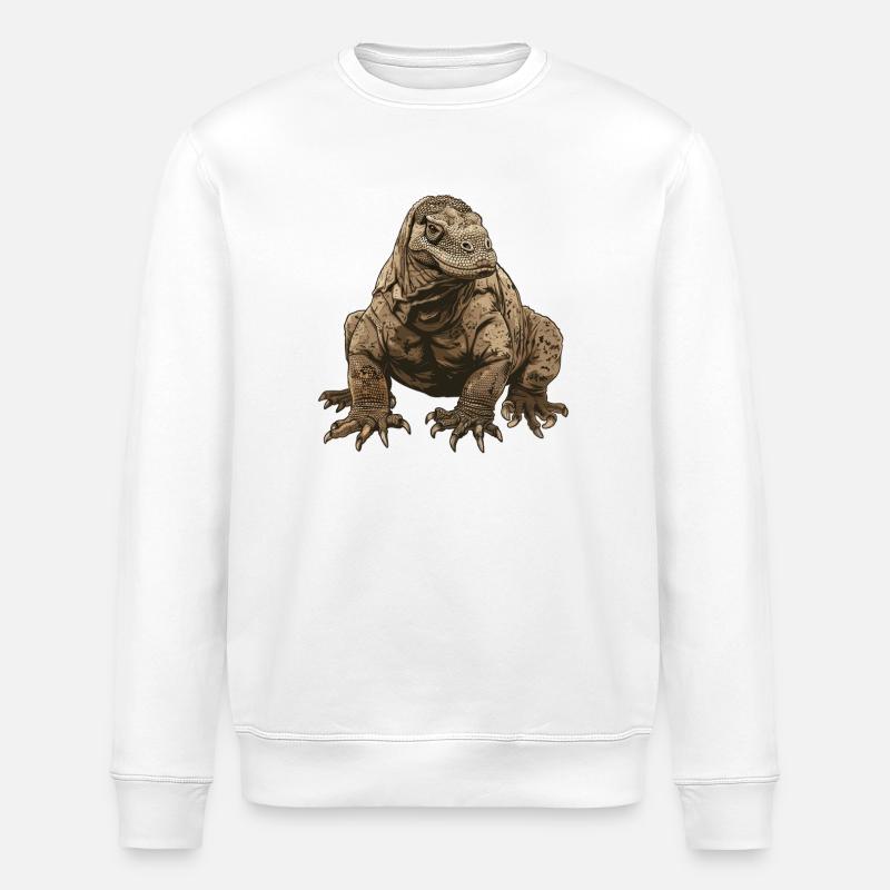 Realistische Komodowaran-Illustration - Stanley/Stella Unisex Bio-Sweatshirt ROLLER - Weiß