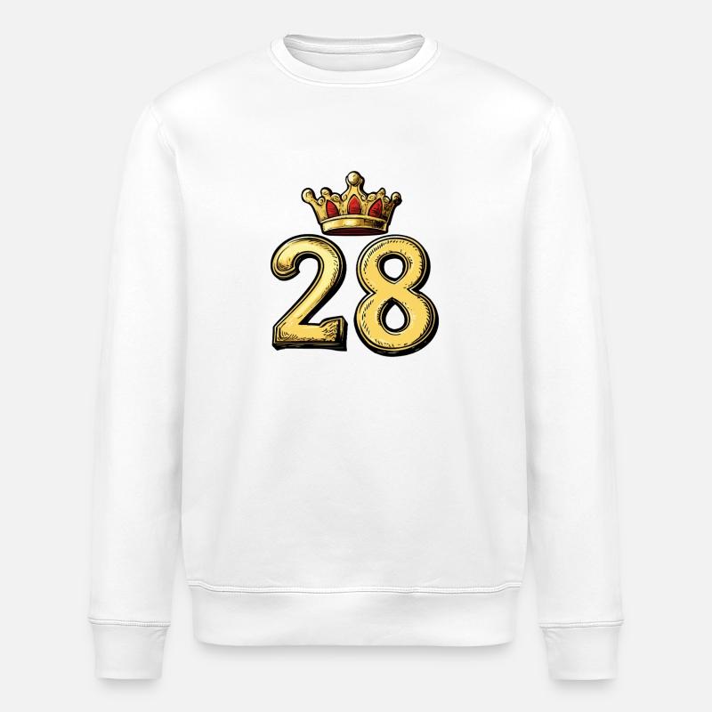 28 Nombre Couronne - Sweat bio ROLLER Stanley/Stella Unisexe - blanc