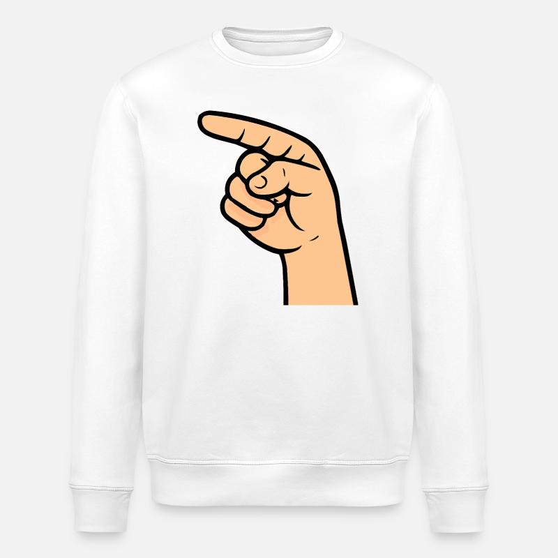Hand Zeigefinger Comic - Stanley/Stella Unisex Bio-Sweatshirt ROLLER - Weiß