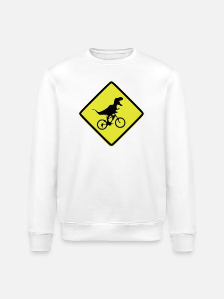T-Rex Fahrradsignal illustriert - Stanley/Stella Unisex Bio-Sweatshirt ROLLER - Weiß
