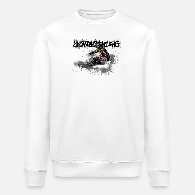 Dynamischer Snowboarder im Actionstil - Stanley/Stella Unisex Bio-Sweatshirt ROLLER - Weiß