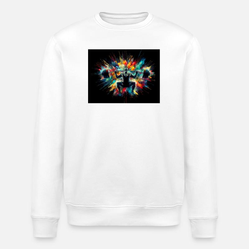 Spektakuläre Illustration eines Gewichthebers - Stanley/Stella Unisex Bio-Sweatshirt ROLLER - Weiß
